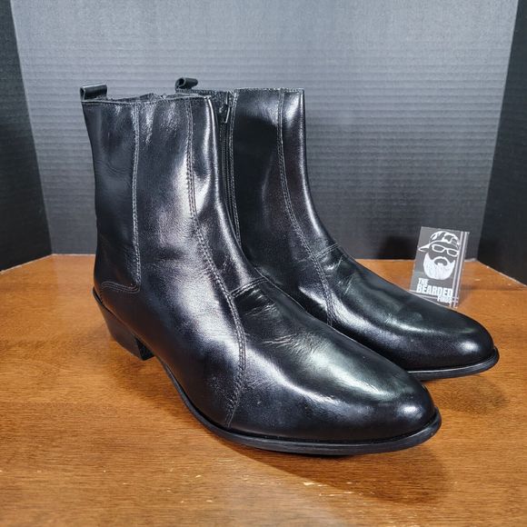 Men\'s Stacy Adams Santos Side Zip Boot Soft Leather Black 24855-001 - Size 13 main image 3